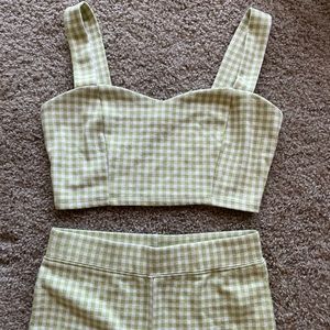 Green Gingham Set Top & Bottom